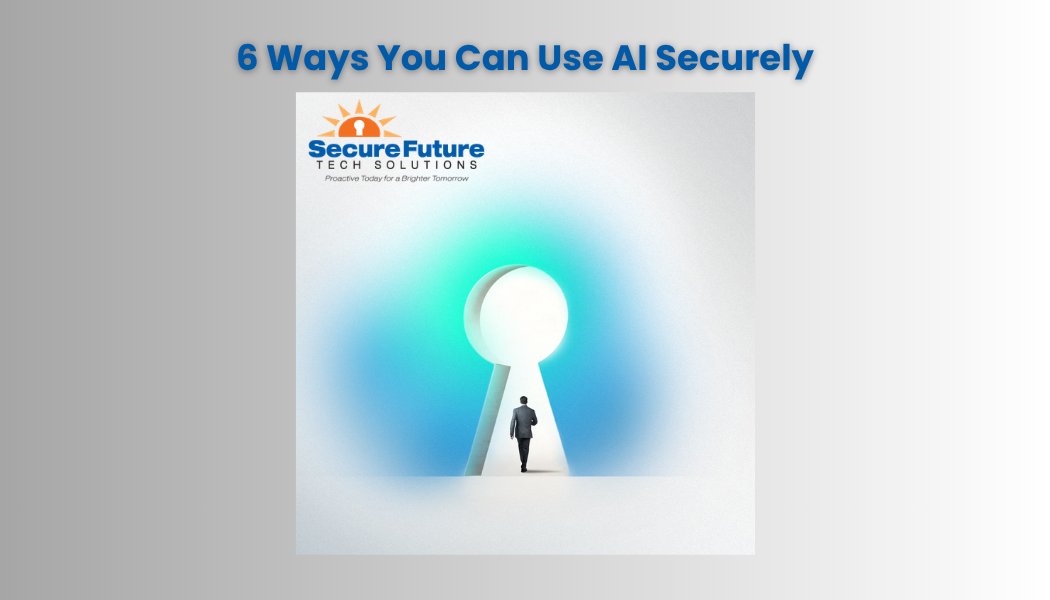 Person walking through keyhole toward blue light with SecureFuture logo